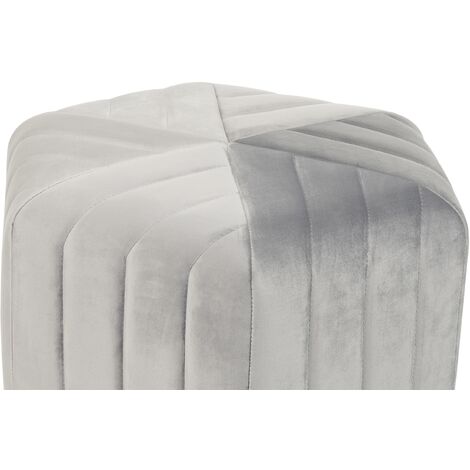 Modern Velvet Accent Pouffe Upholstered Hexagonal Footstool Grey Murietta