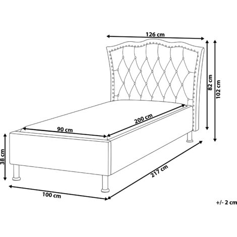 Modern Velvet EU Single Size Bed Frame Tufted Headboard Beige Metz