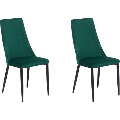 Set of 2 Velvet Dining Chairs Retro High Back Living Room Bedroom Green Clayton