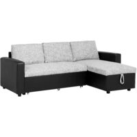 Modern Fabric Corner Sofa Pull Out Bed Left Right Chaise Grey Tampere