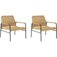Set of 2 Garden Chairs PRASIMO PE Rattan Natural