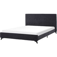 Modern Fabric EU King Size Bed Frame 5ft3 Tufted Headboard Black Ambassador - Black