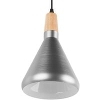 Modern Pendant Lamp Rounded Cone Shade Metal Silver Ceiling Light Arda - Silver