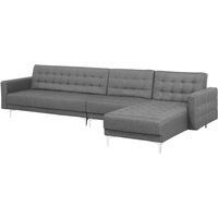 Modular Left Hand L-Shaped Corner Sofa Bed Seat Section Grey Fabric Aberdeen