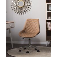 Modern Faux Leather Desk Chair Office Faux Leather Brown Swivel Adjustable Maribel