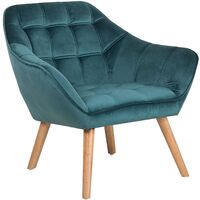 Armchair Teal Blue Modern Glam Velvet Tufted Padded Seat Karis - Blue