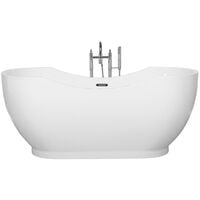 Modern Freestanding White Bathtub Slipper Oval Glossy Acrylic Bayley - White
