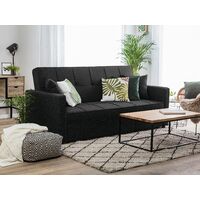 Modern Fabric Sofa Bed Polyester Extra Pillows Convertible Black Glomma