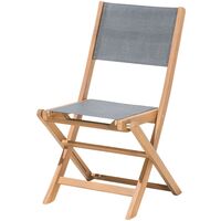 Set of 2 Outdoor Garden Patio Chairs Folding Acacia Wood Natural Grey Seat Cesana
