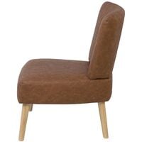 Modern Armless Living Room Accent Armchair Faux Leather Tufting Brown Vaasa - Brown