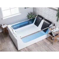 Modern Whirlpool Hot Tub Bath White Acrylic LED Light Hydro Massage Curacao - White