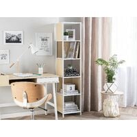 Scandinavian 5 Tier Living Room Shelving Unit Bookcase White with Light Wood Bogota - Light Wood