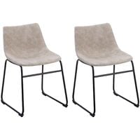 Dining Chairs Set of 2 Fabric Sled Base Armless Kitchen Retro Beige Batavia