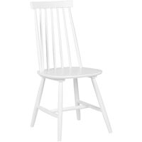 Set of 2 Modern Dining Chairs Solid Wood White Slatted Backrest Burbank - White
