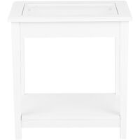 2-Tier Side End Table Nightstand White Wood Glass Top Minimalist Modern Attu