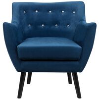 Vintage Upholstered Accent Chair Armchair Velvet Fabric Sea Blue Drammen - Blue
