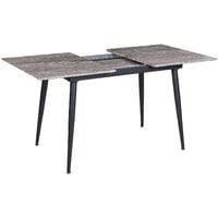 Extending Dining Table 120/150x80cm MDF Marble Effect with Black Iron Legs  Eftalia