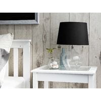 Modern Bedside Table Lamp Transparent Glass Base Black Drum-Shaped Shade Osum