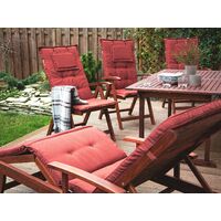 Rustic Garden Chair Acacia Wood Adjustable Foldable Cushion Red Toscana