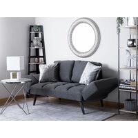 Modern Minimalist Sofa Bed Loveseat Adjustable Armrests Fabric Dark Grey Brekke