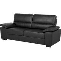 Traditional Living Room Sofa Set 3 Seater Loveseat Black Faux Leather Vogar