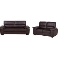 Traditional Living Room Sofa Set 3 Seater Loveseat Brown Faux Leather Vogar