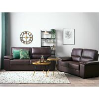 Traditional Living Room Sofa Set 3 Seater Loveseat Brown Faux Leather Vogar