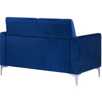 Modern Retro Upholstered 2 Seater Sofa Loveseat Velvet Fabric Navy Blue Fenes - Blue