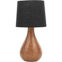 Modern Table Lamp Bedside Light Copper Base Black Drum Shade Abrams