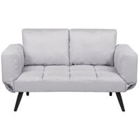 Modern Minimalist Sofa Bed Loveseat Adjustable Armrests Fabric Light Grey Brekke
