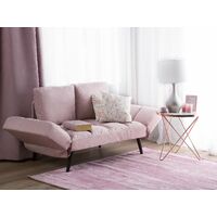 Modern Minimalist Sofa Bed Loveseat Adjustable Armrests Fabric Pink Brekke