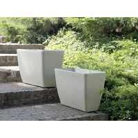 Modern Outdoor Patio Garden Flower Pot Planters Set of 2 Stone Beige Baris