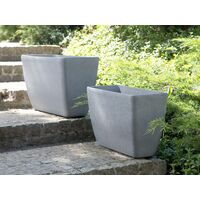 Modern Outdoor Patio Garden Flower Pot Planters Set of 2 Stone Grey Baris