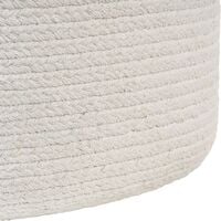 Boho Knitted Round Pouffe Ottoman Jute Cotton 46 x 48 cm White Dalama - Beige
