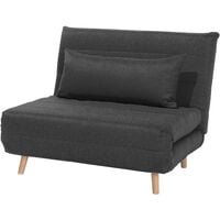 Modern 1 Seater Fabric Sofa Guest Bed Single Living Room Dark Grey Setten