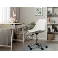 Swivel Chair Padded Seat Height Adjustable Desk Chair Leather White Dakota II