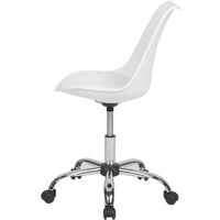 Swivel Chair Padded Seat Height Adjustable Desk Chair Leather White Dakota II