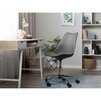 Swivel Chair Padded Seat Height Adjustable Desk Chair Leather Grey Dakota II