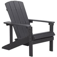 Outdoor Lounger Chair Dark Grey Plastic Wood for Patio Yard Adirondack - Grey
