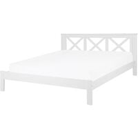 Modern EU King Size Wooden Bed Frame 6ft White Headboard Slats Tannay