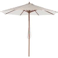 Garden Patio Outdoor Market Umbrella Parasol Wooden Pole Beige Striped Ferentillo - Beige