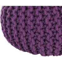 Modern Knitted Round Pouffe Ottoman Cotton Purple 40 x 25 cm Conrad - Violet