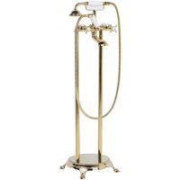 Modern Vintage Freestanding Bath Shower Mixer Tap Hand Held Shower Gold Hebbe - Gold