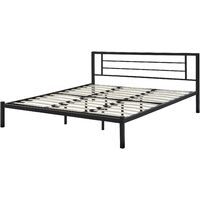 Modern EU Super King Size Bed Frame 6ft Metal Solid Wood Slats Black Cusset