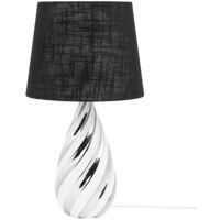 Modern Glam Table Bedside Lamp Light Metallic Silver with Black Visela