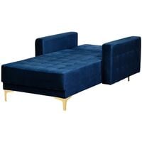 Modular Chaise Lounge Reclining Day Bed Navy Blue Velvet Tufted Aberdeen - Blue