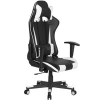 Faux Leather Reclining Office Chair Swivel Adjustable Height Black White Gamer