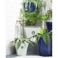 Flower Pot Outdoor Indoor Planter Stone UV Resistant 32x32x31 cm White Elateia