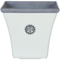 Flower Pot Outdoor Indoor Planter Stone UV Resistant 37x37x35 cm White Elateia