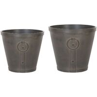 Set of 2 Plant Pots Indoor Outdoor Stone UV Resistant Brown Vari - Brown